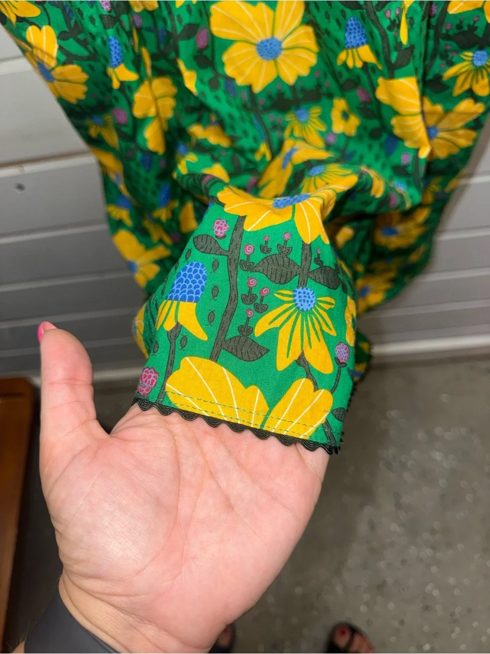 Victoria's Secret Green and Yellow Floral Puff Sleeve Mini Dress - Picture 6 of 8
